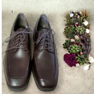 Calvin Klein Brown Elroy Oxford Lace-Up Leather Mens Size 9M Dress Casual Shoes